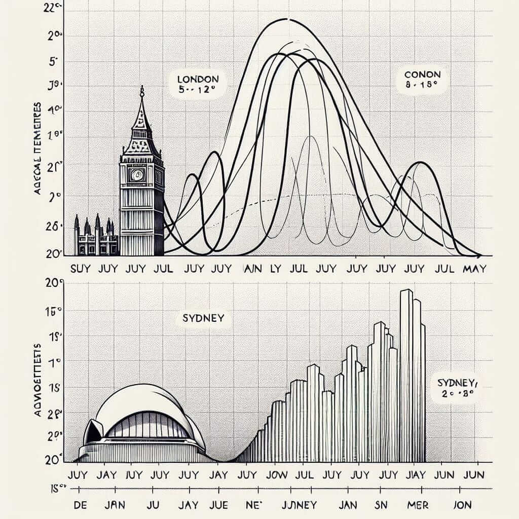 Average Monthly Temperatures in London and Sydney