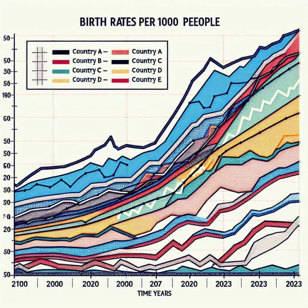 Birth Rates in Five Countries (2000-2023)