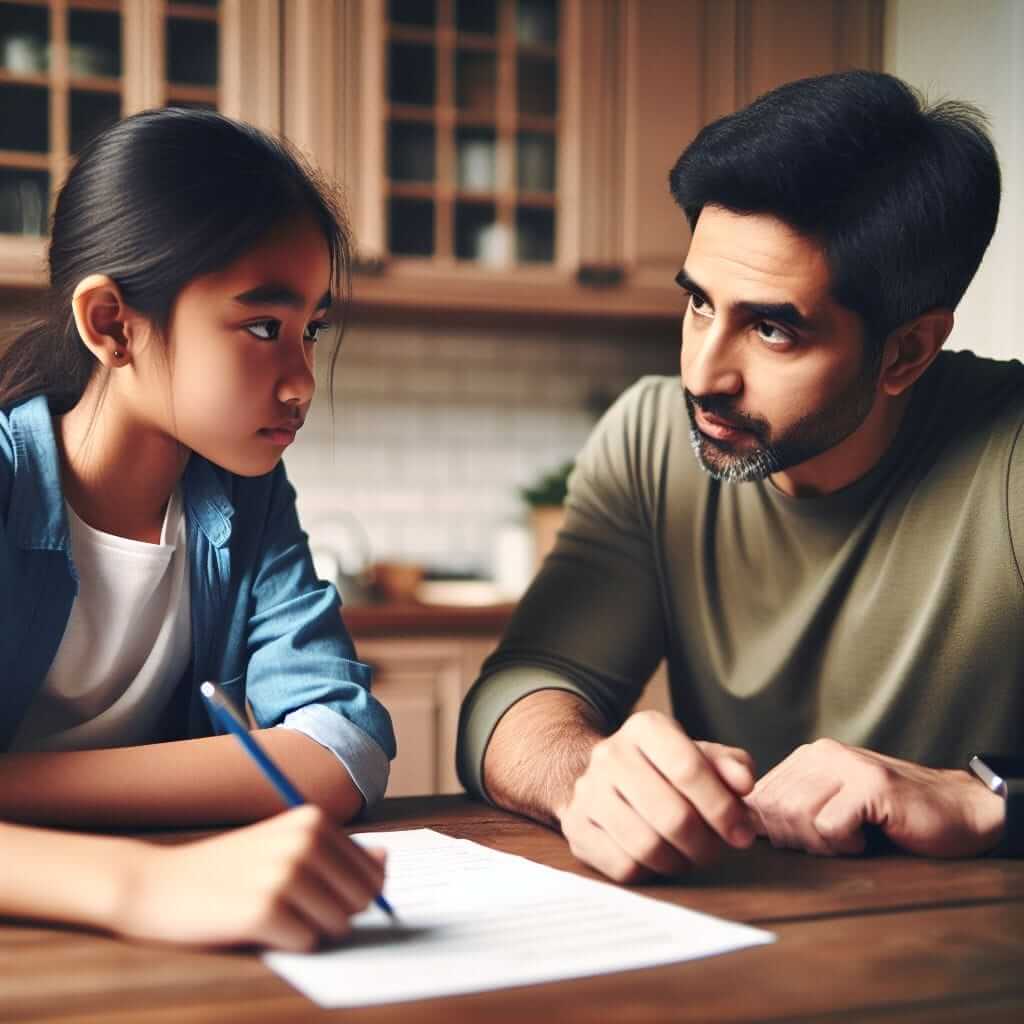 Parent and child having a discussion about career choices