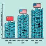 Plastic Waste Production: China, US, India (2000-2020)