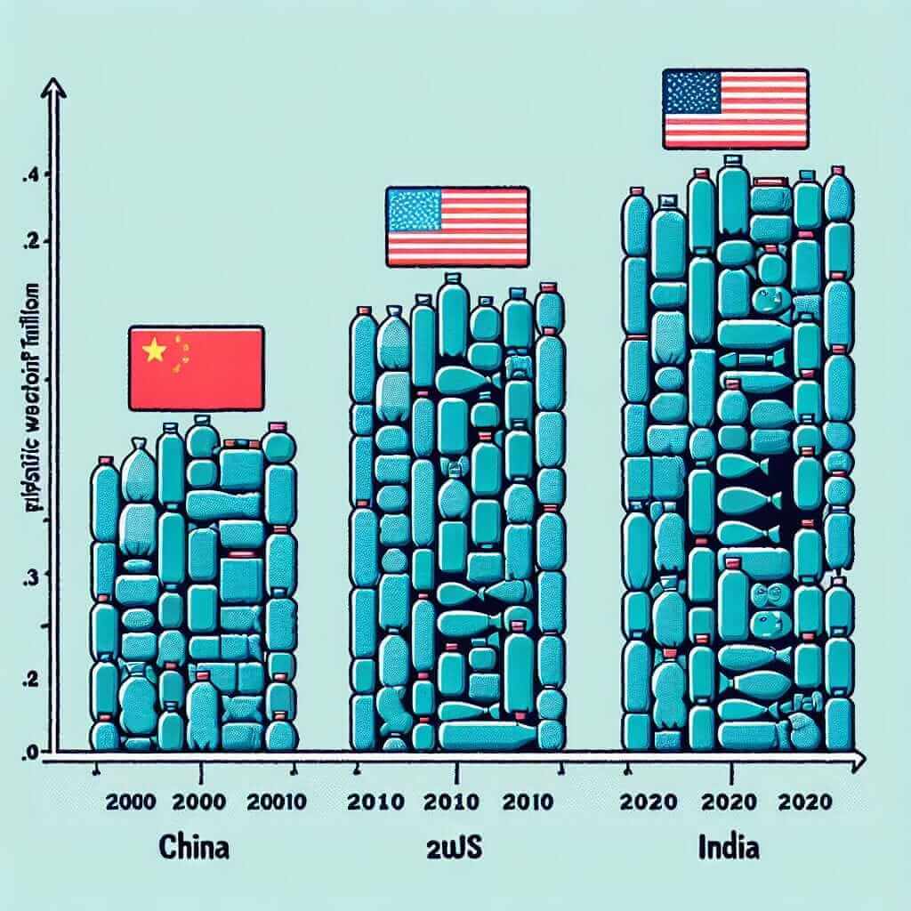 Plastic Waste Production: China, US, India (2000-2020)