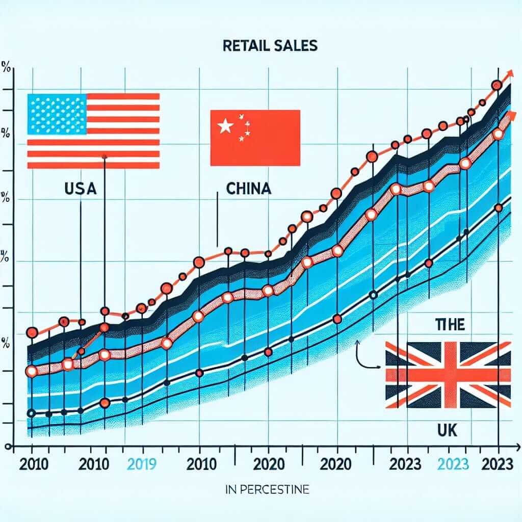 Retail Sales Growth in the USA, China, and the UK (2010-2023)