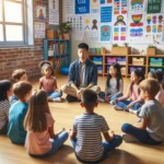 Children practicing mindfulness in school