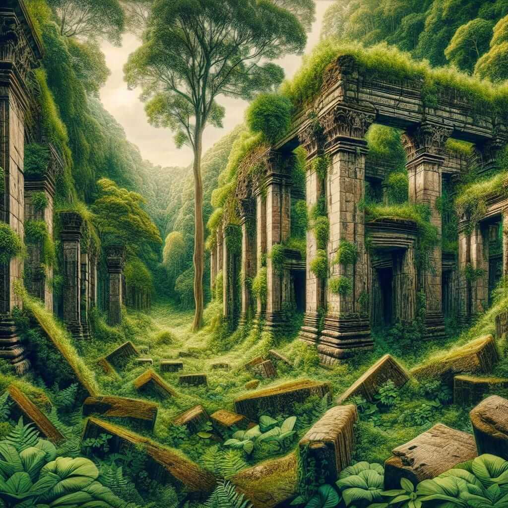 Ancient Ruins Surrounded by Greenery