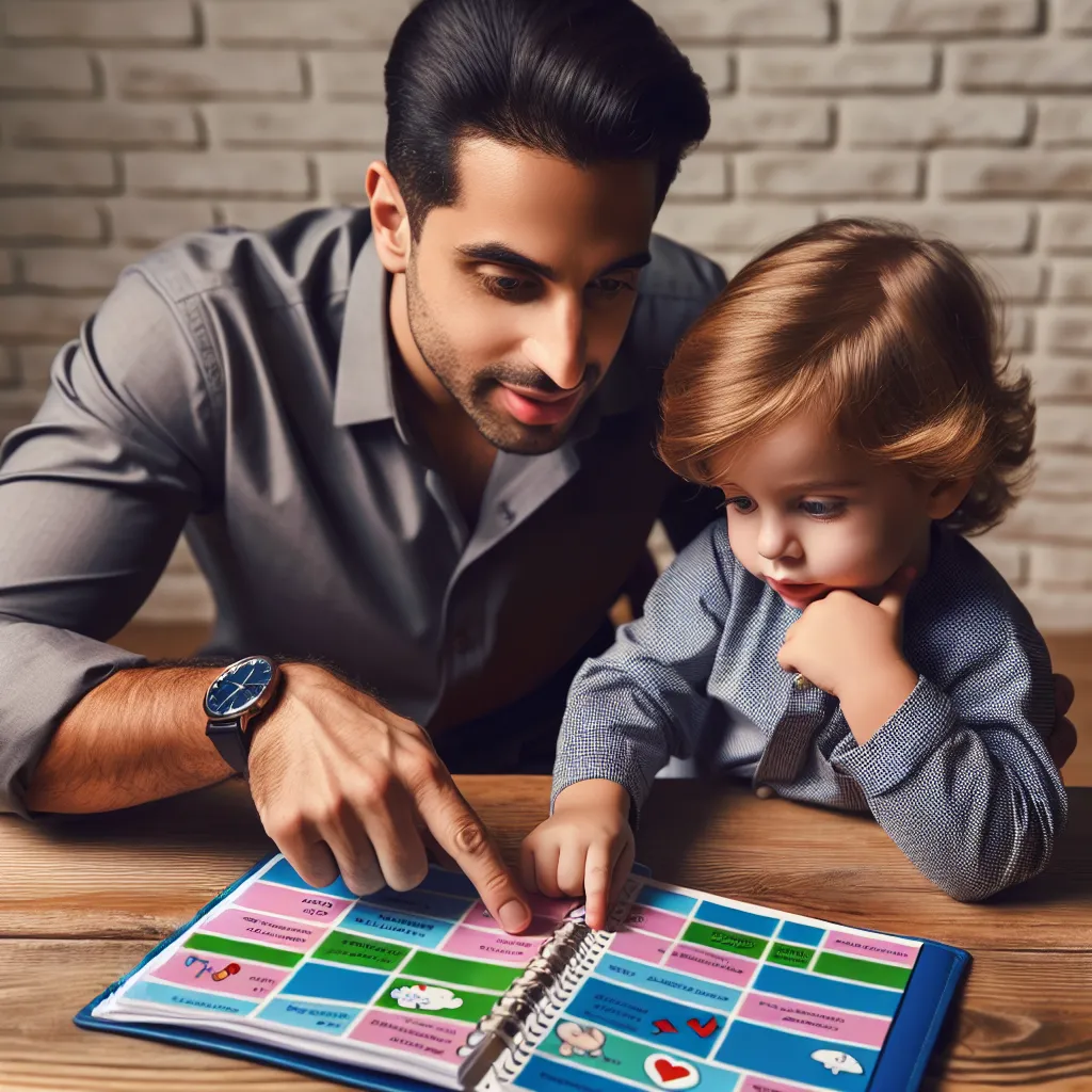 Parent and child discussing daily schedule