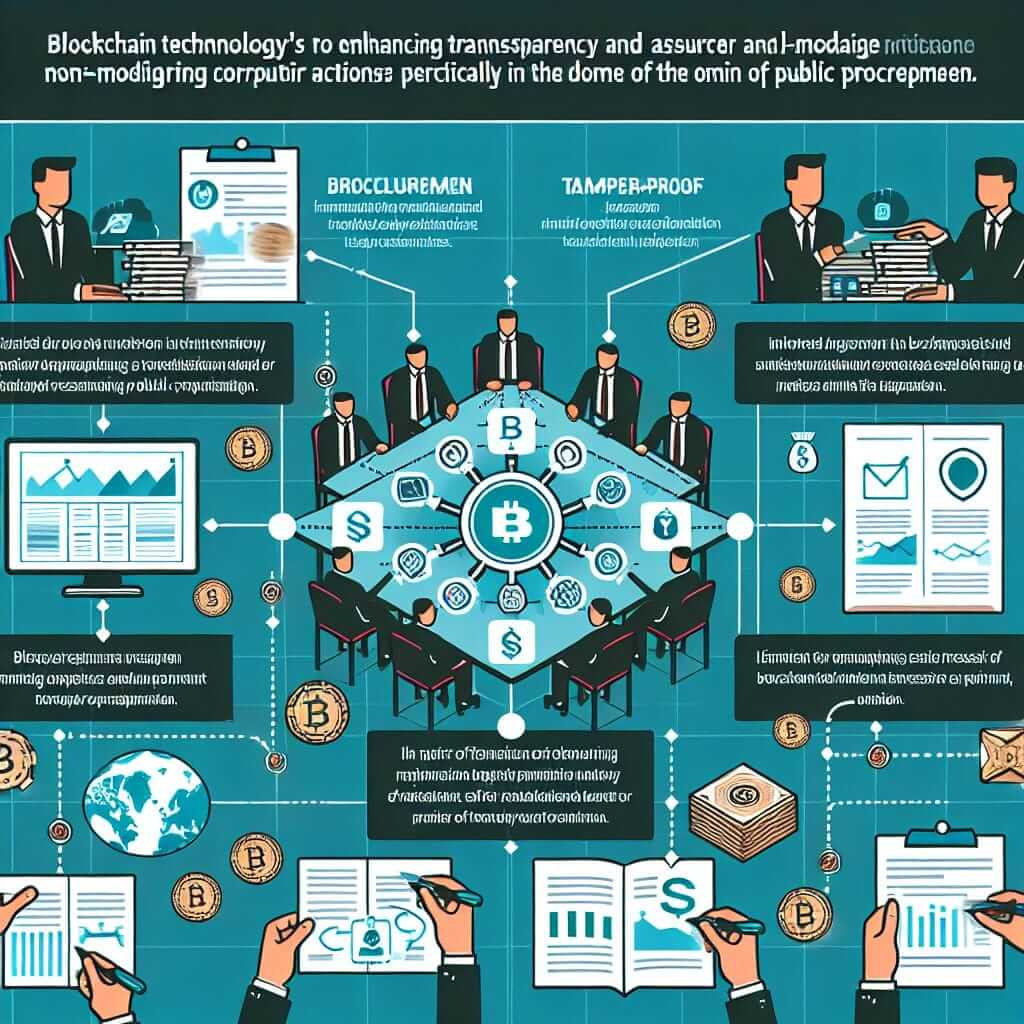 A visual representation of blockchain preventing corruption in public procurement