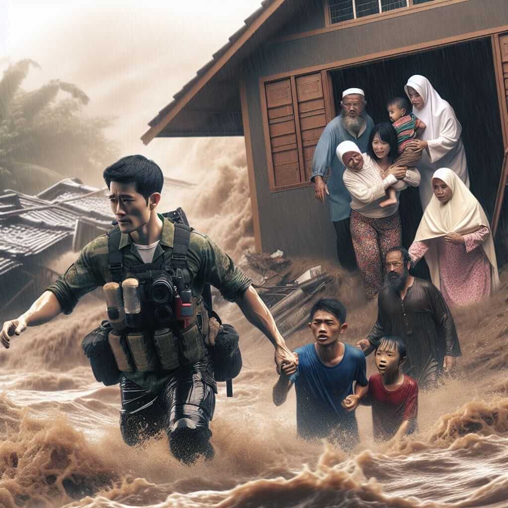 Rescuing a family from a flood