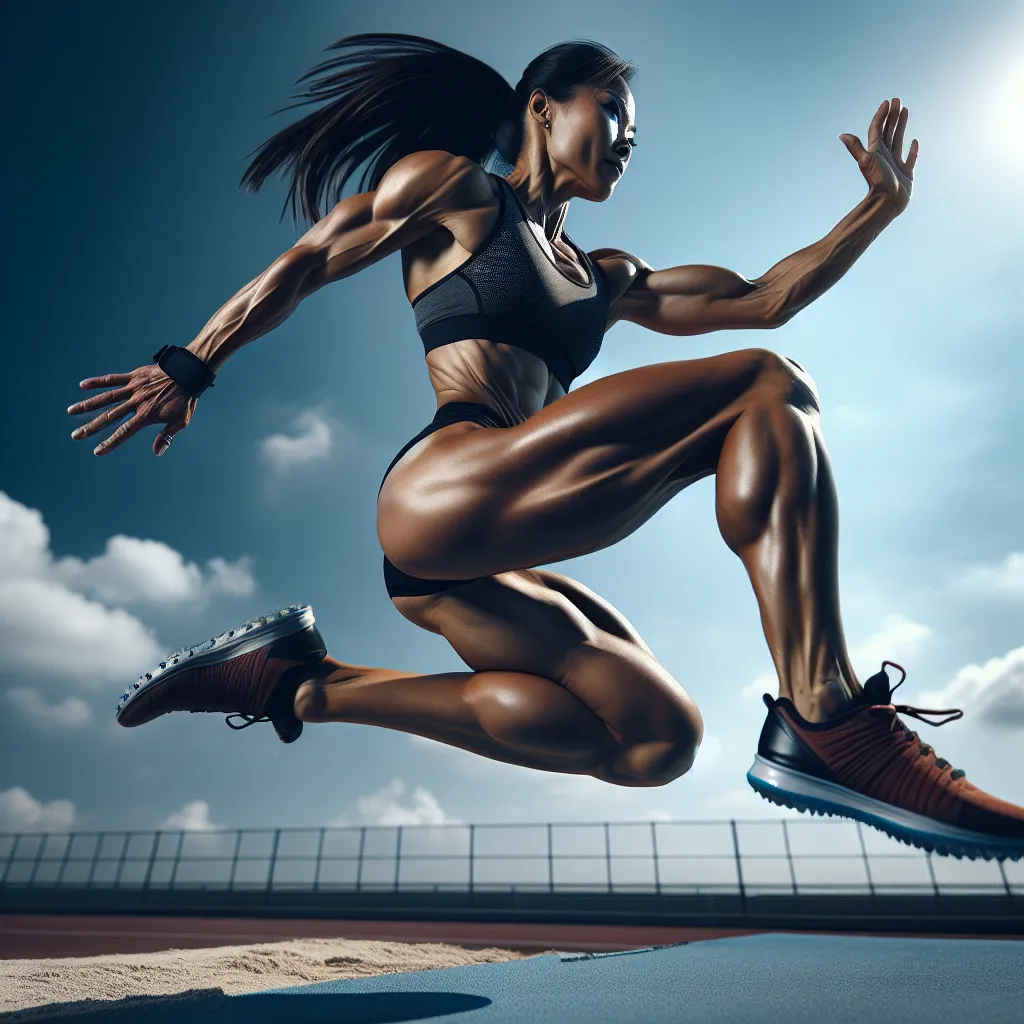 Athlete performing broad jump