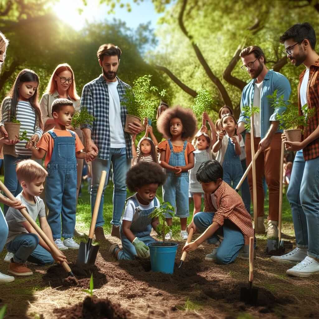 Children Planting Trees