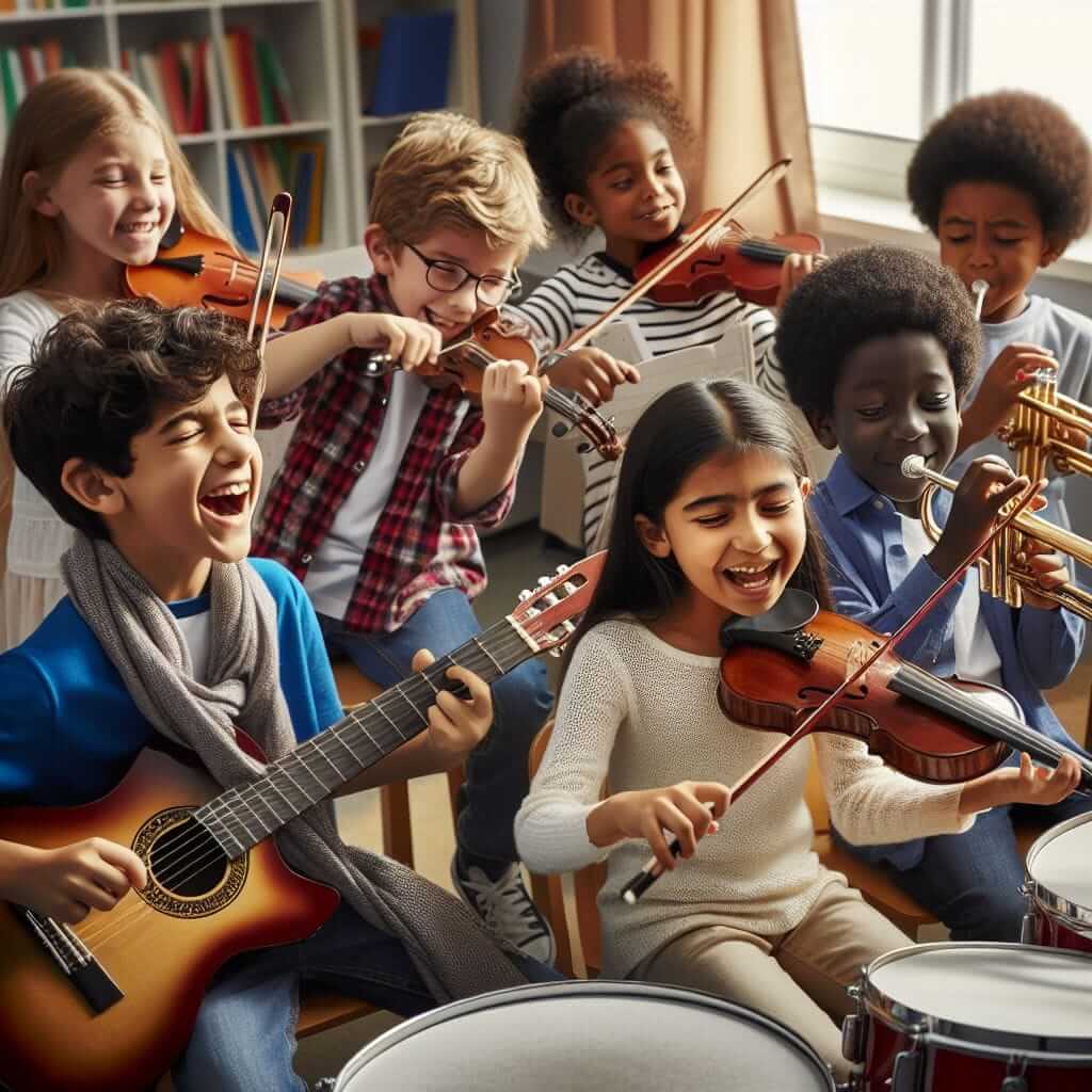 Children Playing Music Together