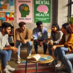 College students discussing mental health