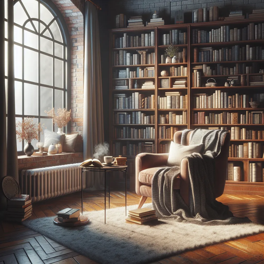 Cozy reading nook by window