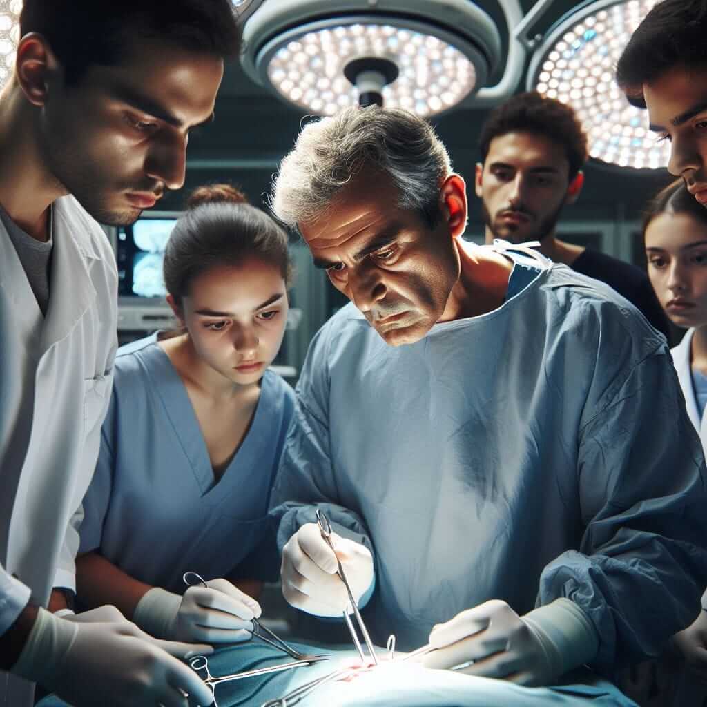 dedicated surgeon teaching students