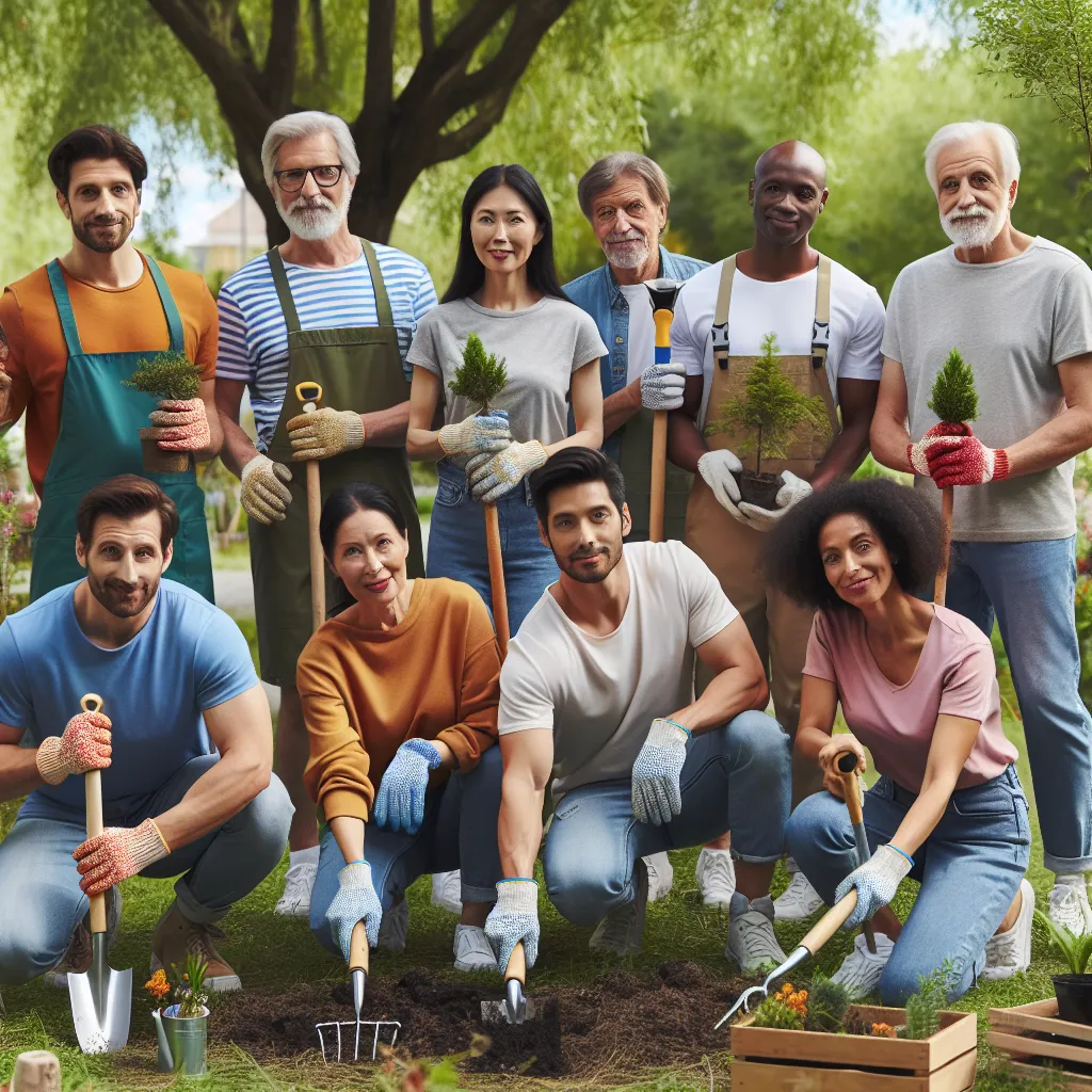 Diverse group of community volunteers