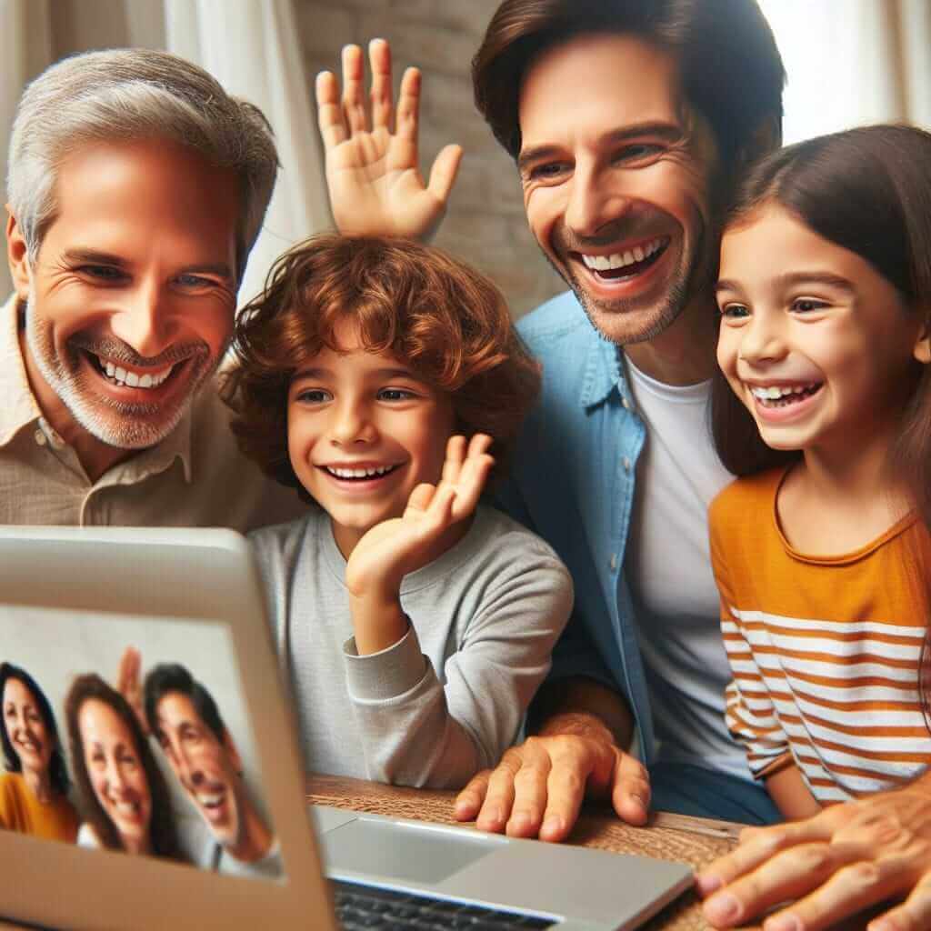 Family using video chat