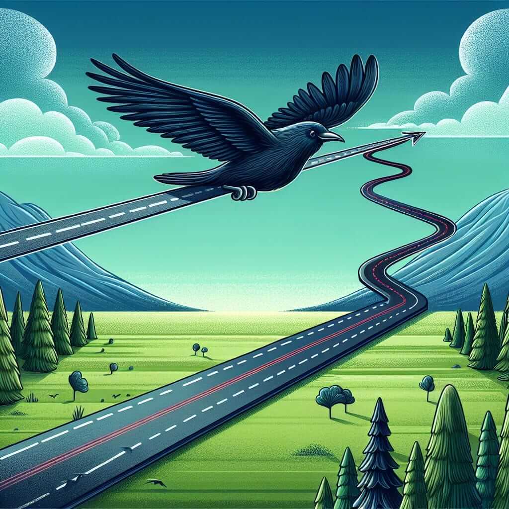 crow flying distance