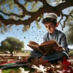 Boy reading a book