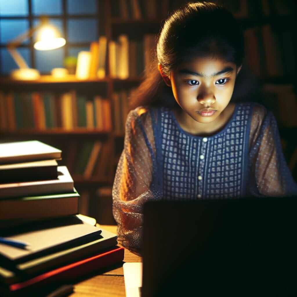 determined girl studying