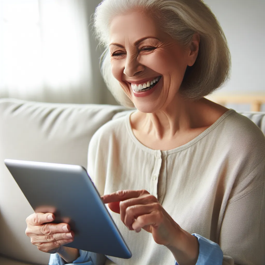 Elderly woman using a tablet