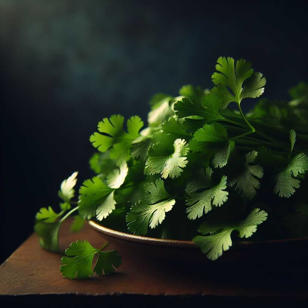 Cilantro on a plate