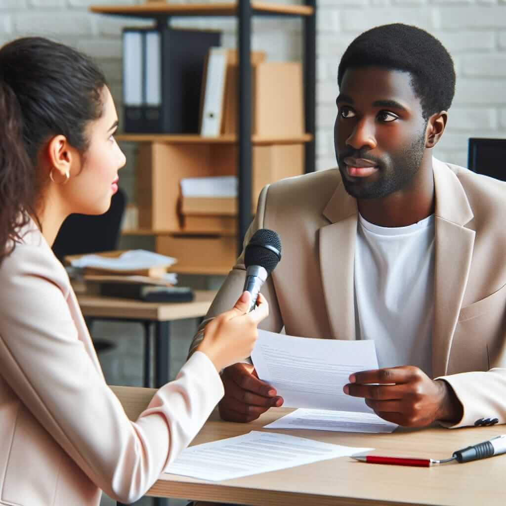 Interviewer conducting a speaking exam