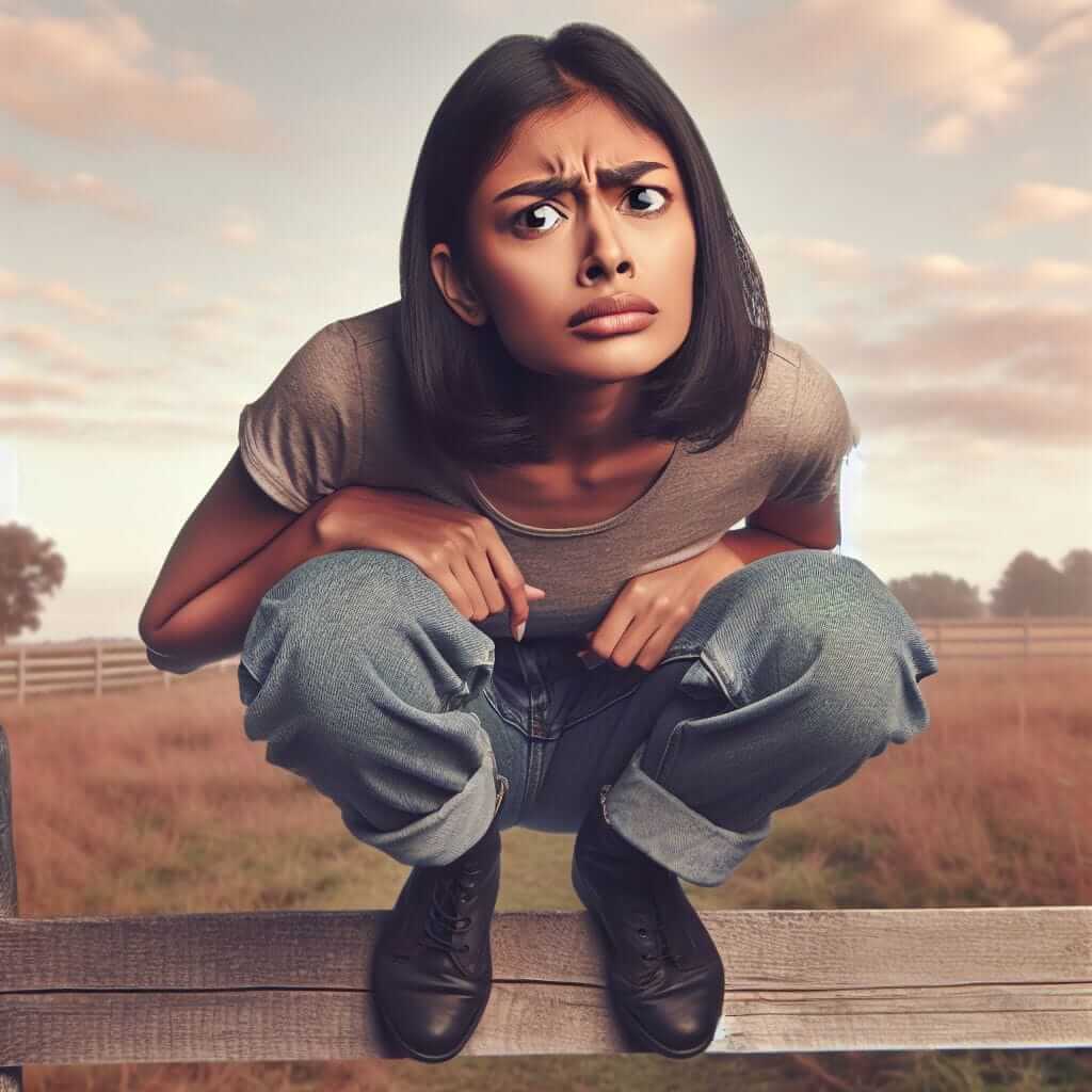 Person sitting on a fence