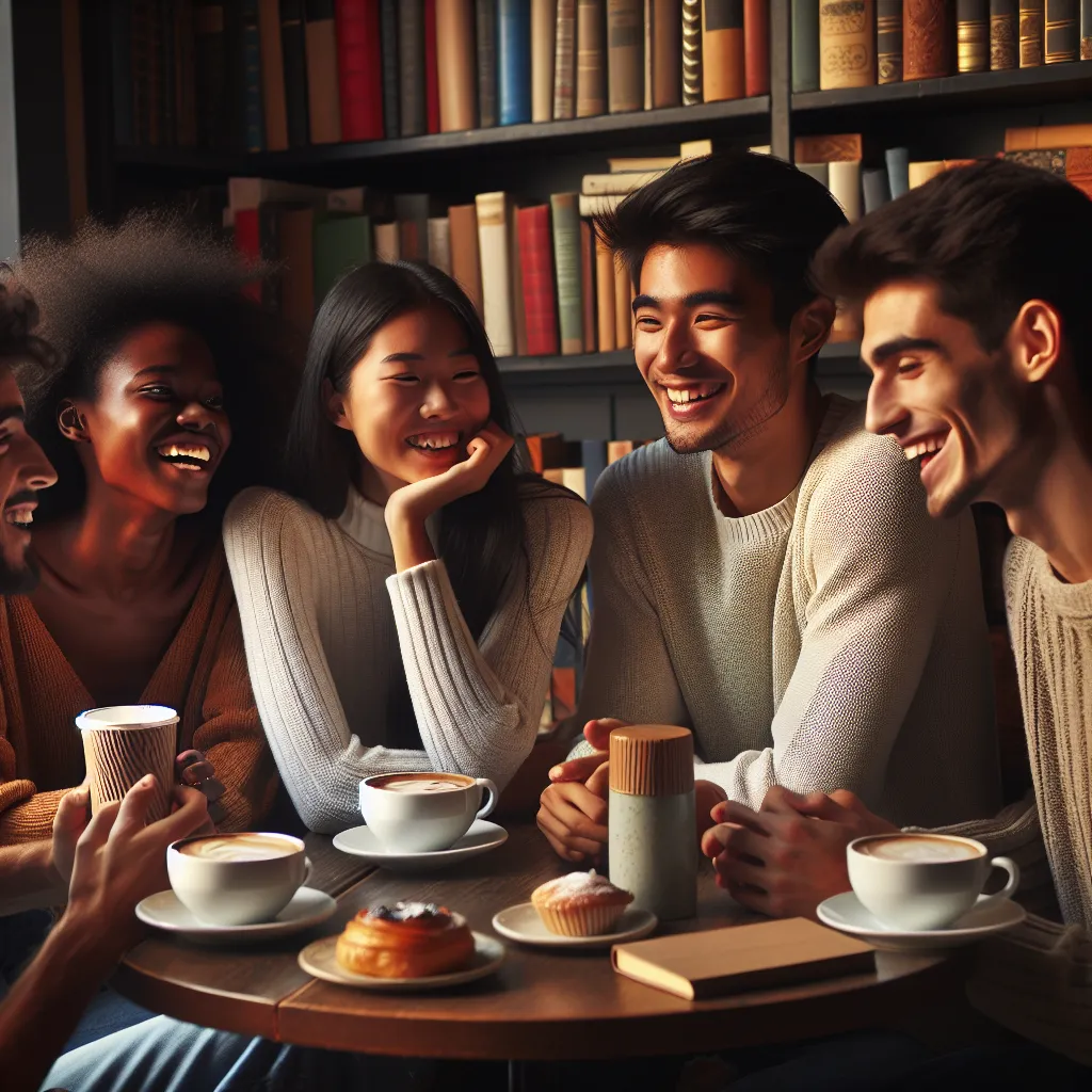 Friends enjoying cafe