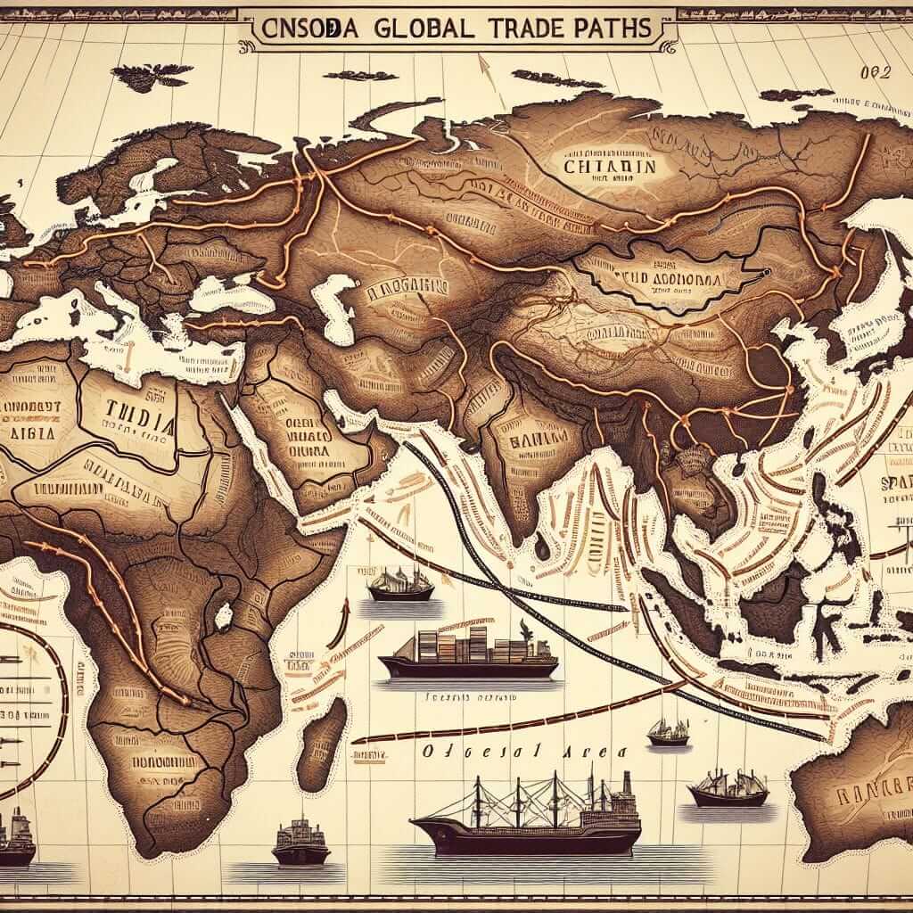 Map of global trade routes