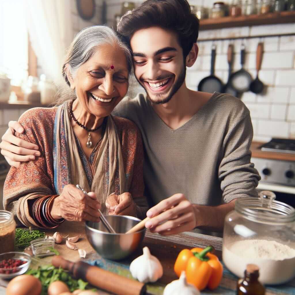 grandmother and grandchild cooking