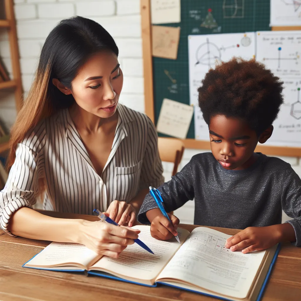 Parent helping child with homework