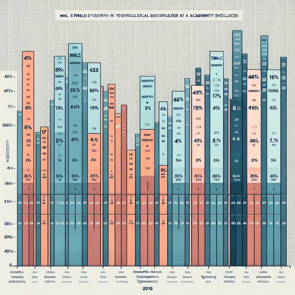 IELTS Bar Chart - Student Enrollment by Course and Gender