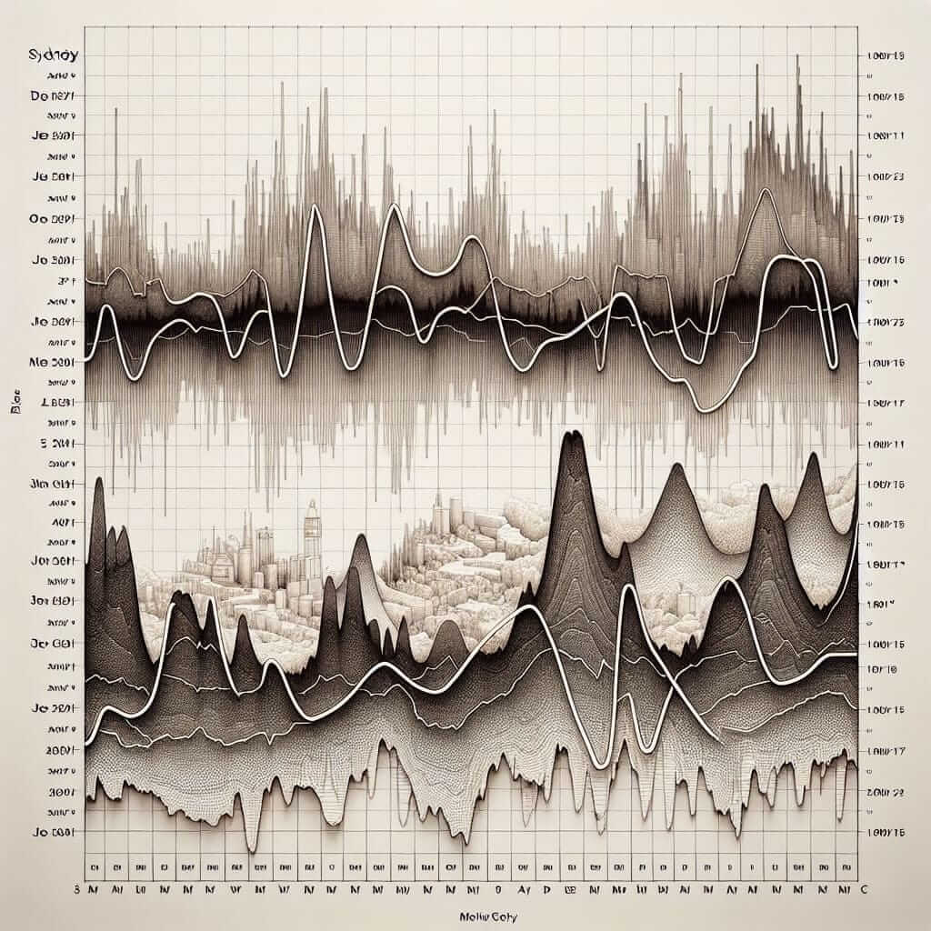 IELTS Line Graph Temperature Comparison