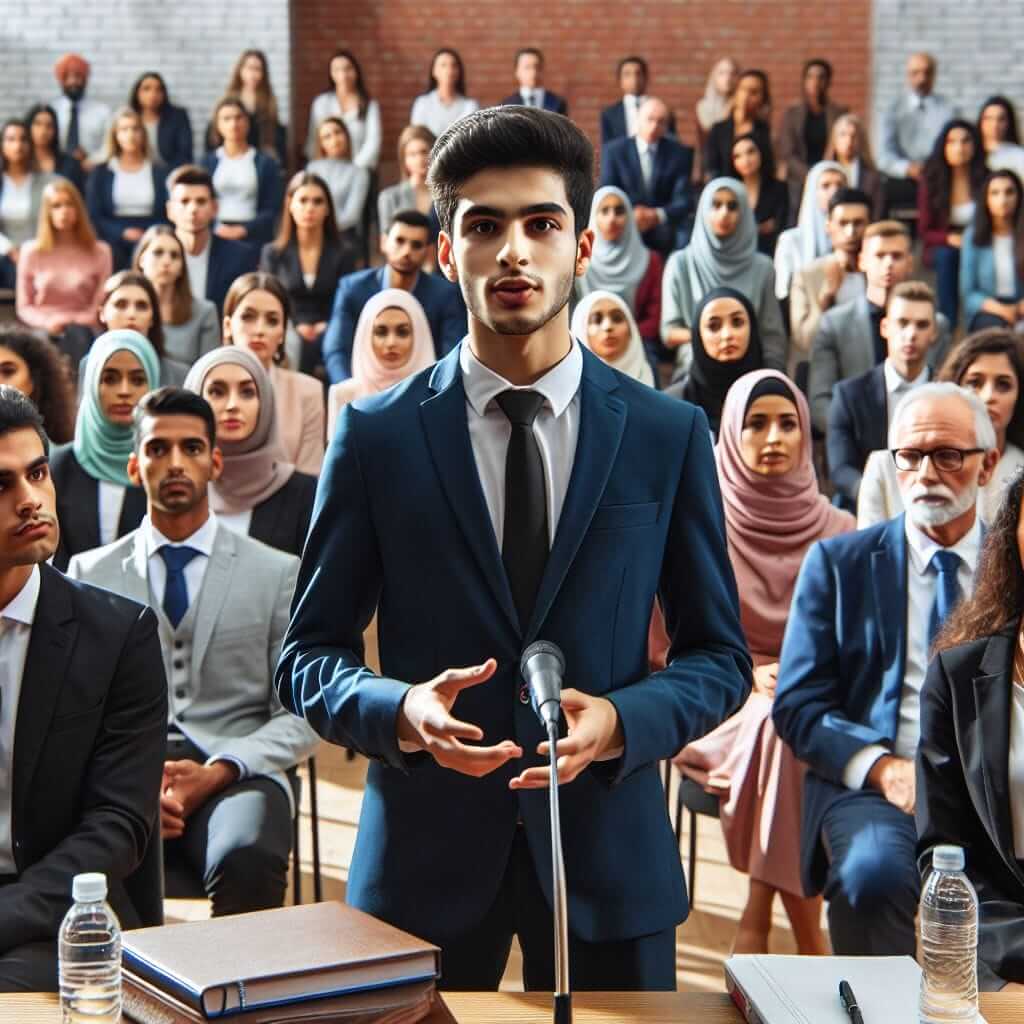 Candidate participating in a competition for IELTS Speaking