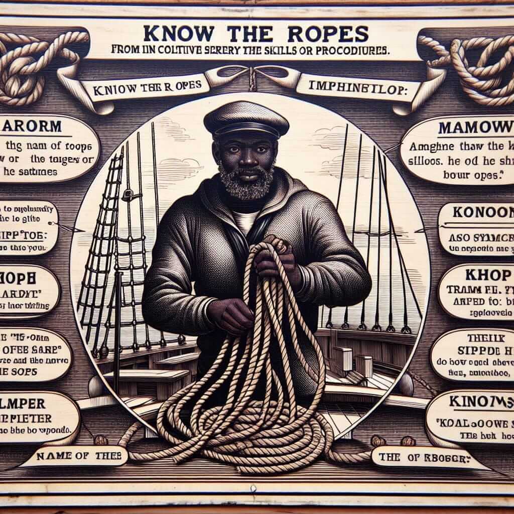 Diagram explaining the idiom &quot;know the ropes&quot;