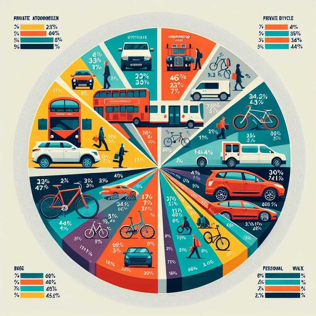 london commuting modes pie chart