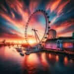 London Eye Ferris Wheel at sunset