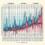 Line graph of average monthly temperatures in London and Sydney