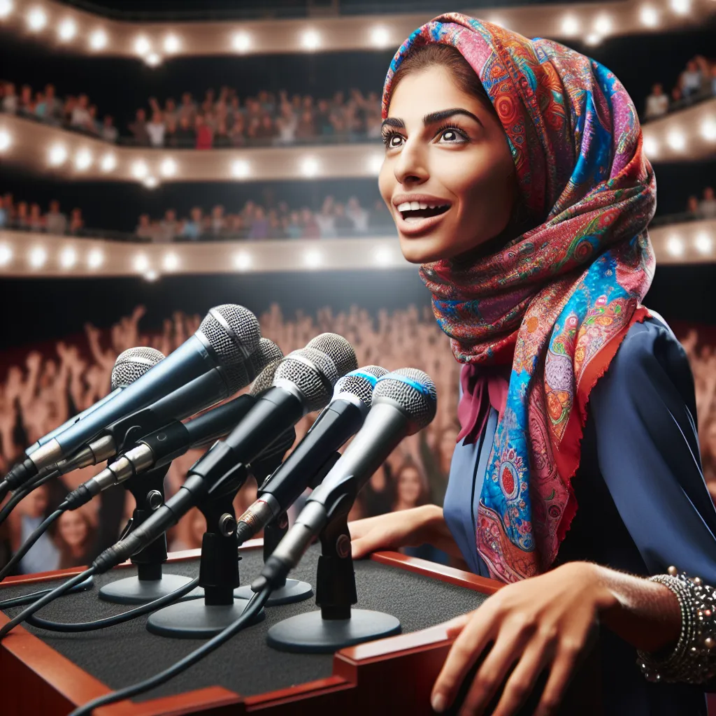 Malala Yousafzai speaking at a podium