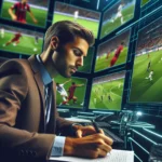 Sports journalist analyzing match