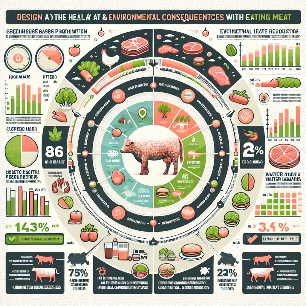 Infographic on meat consumption health and environmental impacts