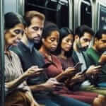 People Using Smartphones on Public Transport