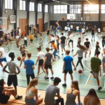 Students exercising in school