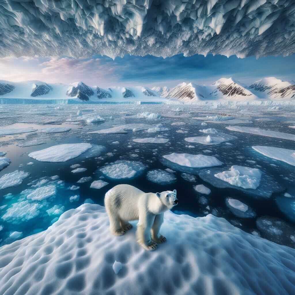 polar bear on melting ice cap