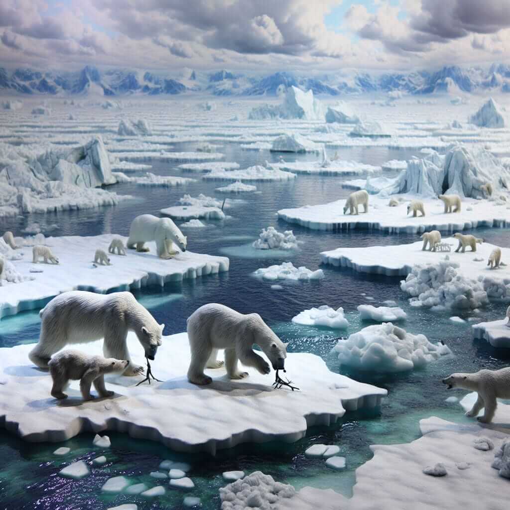 Polar Bears Hunting on Ice