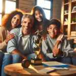 Family celebrating achievement