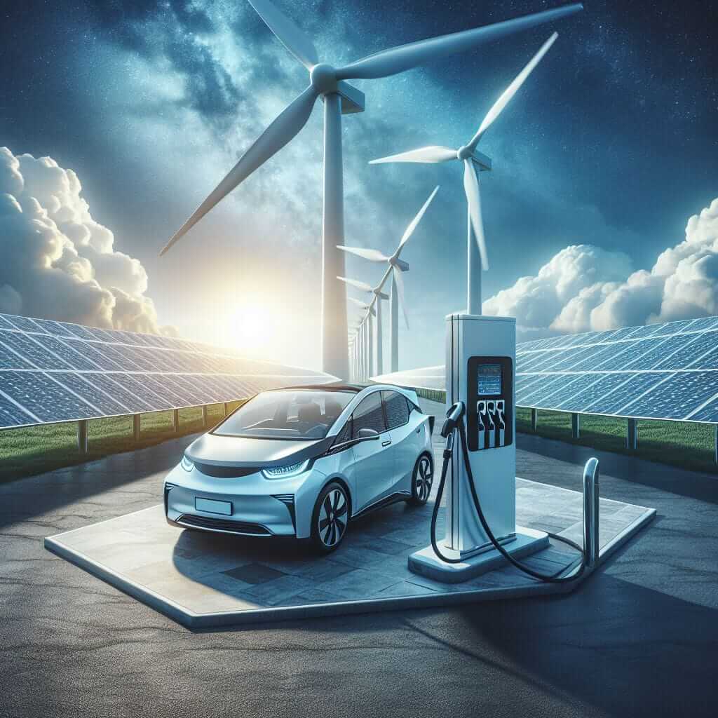 Electric car charging station powered by renewable energy