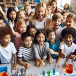 Children engaged in science experiment