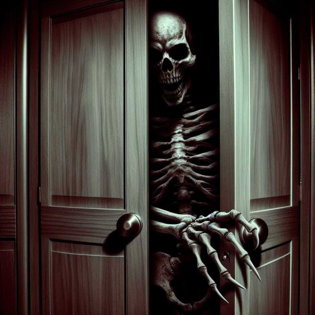 skeleton in closet illustration