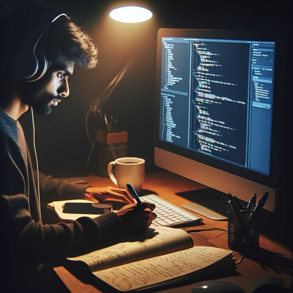 Software Developer Analyzing Code