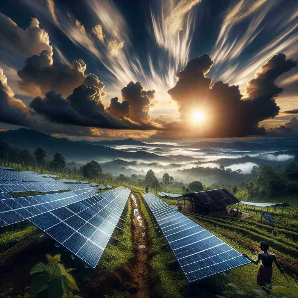 Solar panels in a rural area